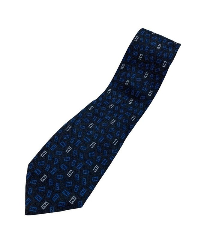 Fendi Zucca Silk Tie Dark Navy Regular 147cm Used