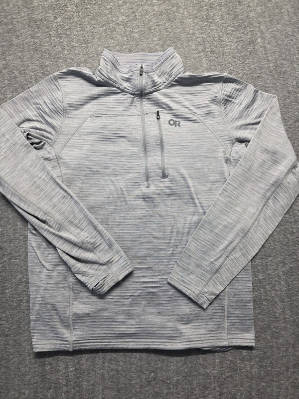 Outdoor Research Vigor Mens Large Gray 1/4 Zip Grid Fleece ActiveTemp Gorpcore