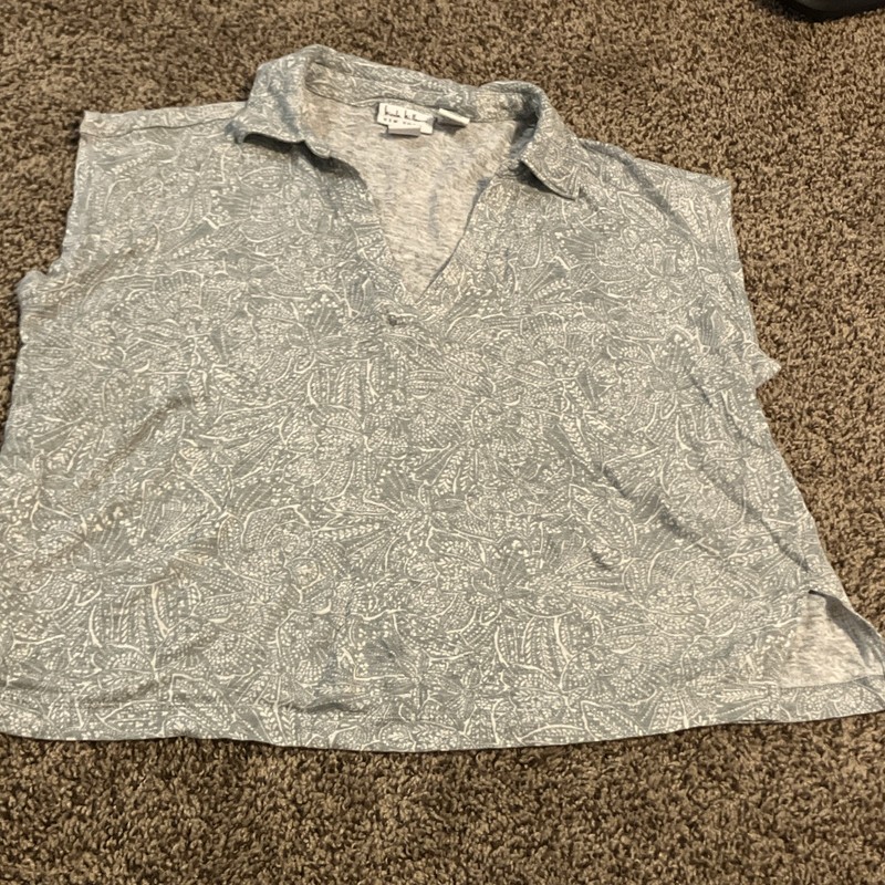 Nicole Miller New York Women’s Paisley Knit Polo Top Sleeveless Collared M