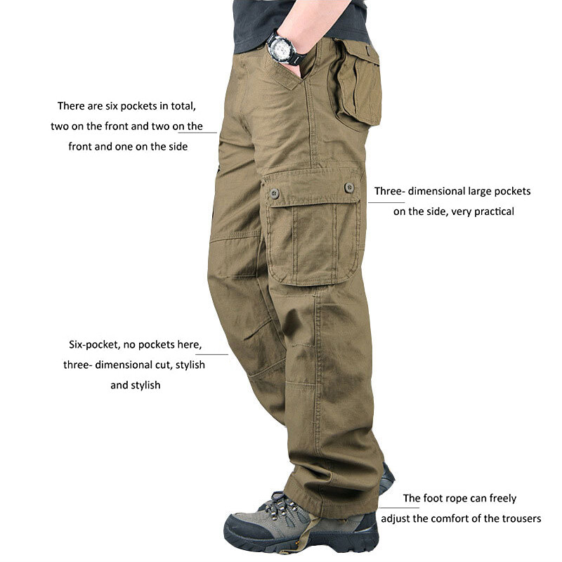 Men's Army Tactical Combat 100% Cotton Cargo Work Pants Outdoor Hiking Trousers gallery