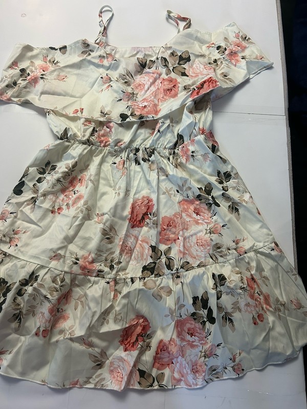 Women’s Satin Floral Chemise Nightgown V-Neck Sleeveless L White Pink Green