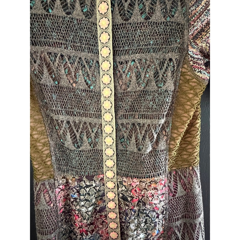 Byron Lars Beauty Mark Sweater Dress Size 4 Multi Patchwork High Raglan Sleeve gallery