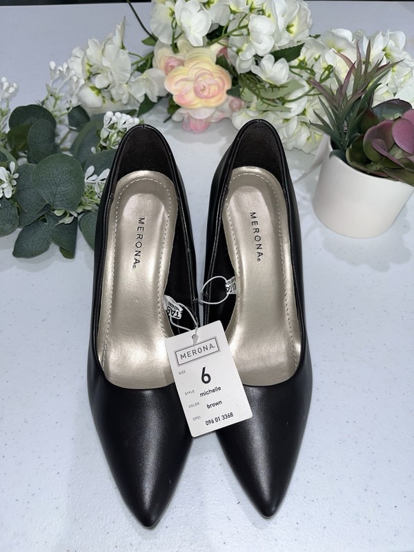 Merona Brown Stiletto Pumps Pointed Toe Slip On Synthetic Women’s Size 6