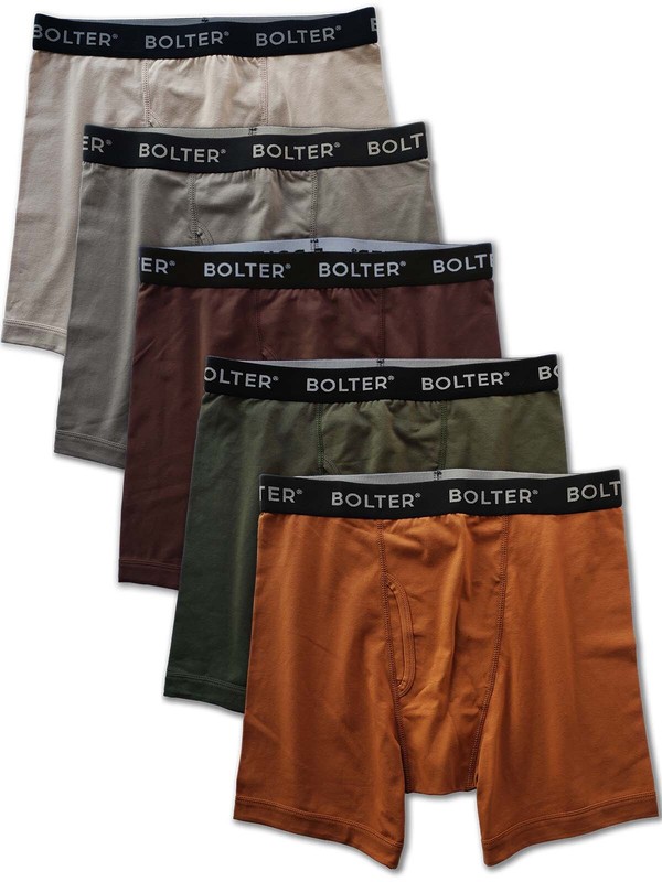 Bolter Men’s 5-Pack Boxer Briefs Cotton Spandex Stretch