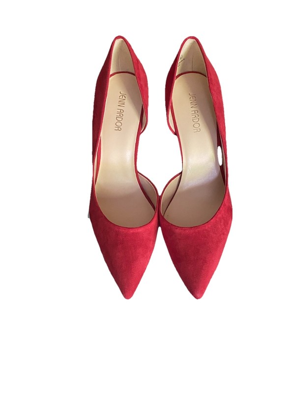 Jenn Ardor Red Suede Point Toe Stiletto Pump Heels Slip On Solid