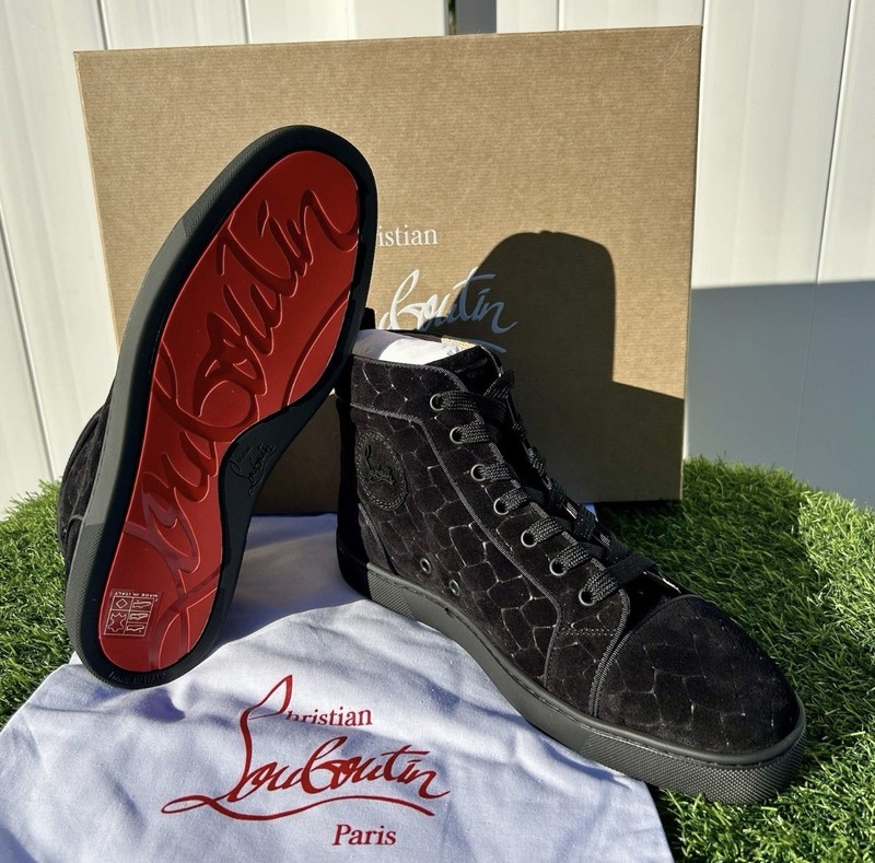 CHRISTIAN LOUBOUTIN LOUIS ORLATO HIGH-TOP SNEAKERS BRAIDED BLACK SUEDE SZ 43 NEW