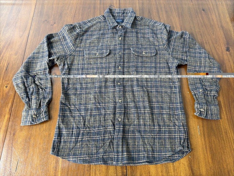 Proper Cloth Japanese Dark Hickory Ombre Low Twist Glen Plaid Shirt Medium