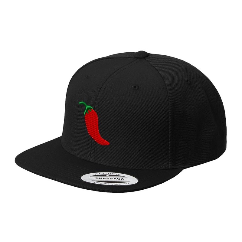 Chili Pepper Embroidered Flat Visor Snapback Hat