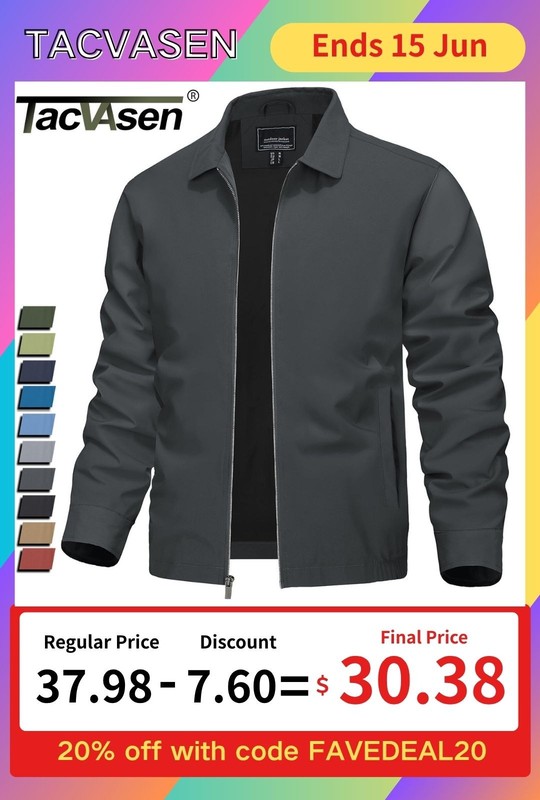 Men's Thin Spring Jacket Full-Zip Lightweight Bomber Jacket Casual Track Coat US gallery