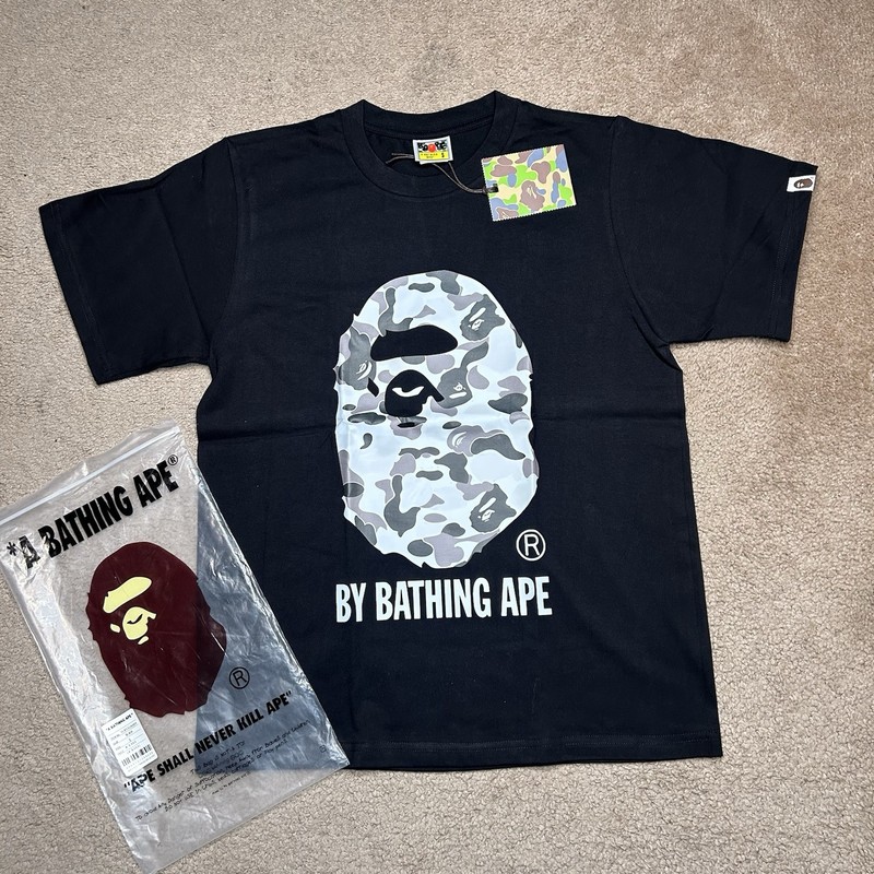 A Bathing Ape BAPE Black Ape Head Camo Graphic Logo Tee Men’s S Cotton