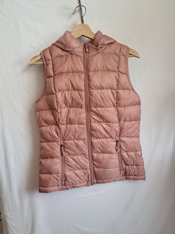 Charter Club Size S Pink Color Quilted Puffer Vest With Zippers+Detachable Hood