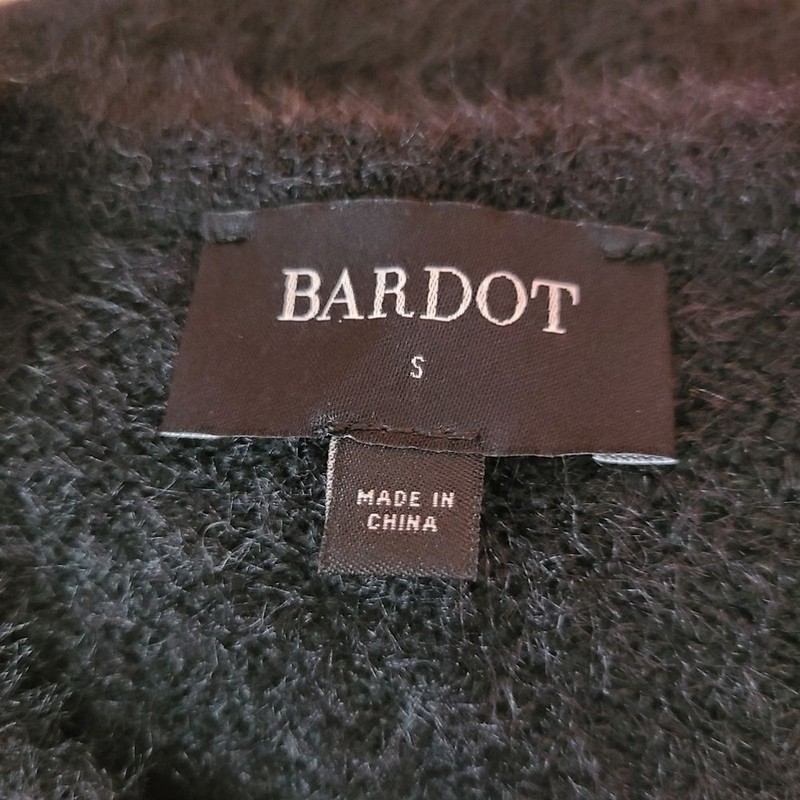 NEW Bardot Size Small Black Fuzzy Bodycon Asymmetrical Sweater Dress gallery