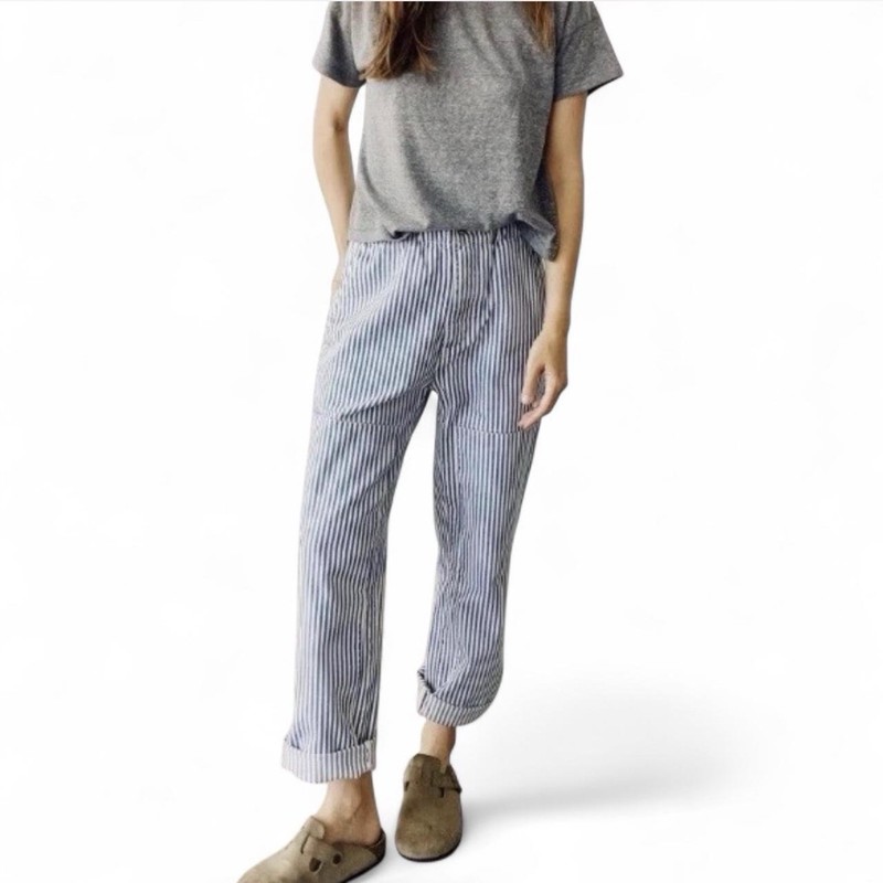 Hey Gang NWT $375 Chore Pant in Conductor Stripe/Natural 3 Medium