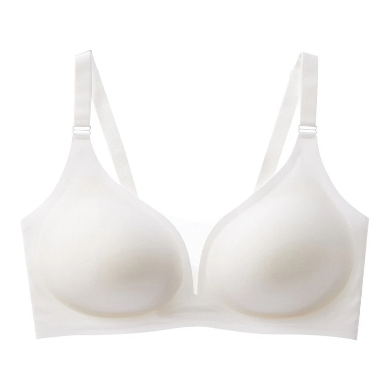 Women’s Wireless Mesh Bra Full Coverage Support Comfort V Neck T Shirt Bra