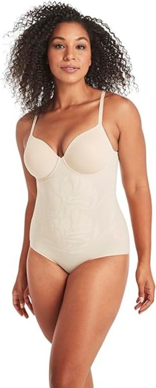 Maidenform FLS075 Extra-Firm Control Bodysuit Shapewear Large Transparent NWOT