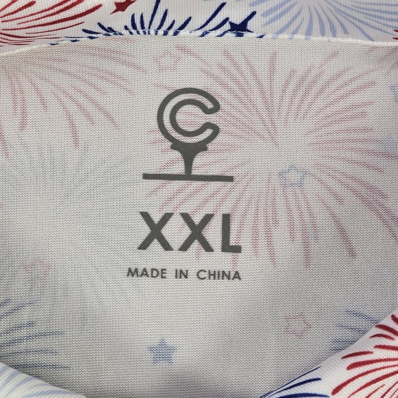 Caddy Cart Golf Polo Shirt Mens XXL Fireworks Patriotic Red White Blue gallery