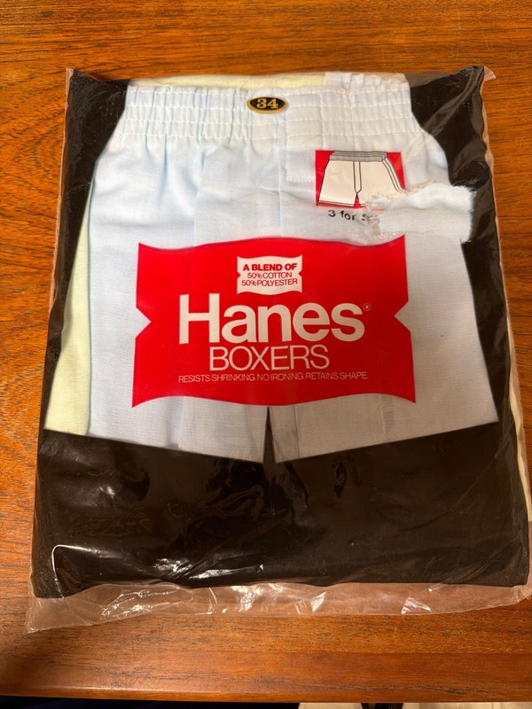 VTG 80s NOS Hanes Men’s Boxer Shorts Size 34 Blue Yellow Green Underwear 3 Pack