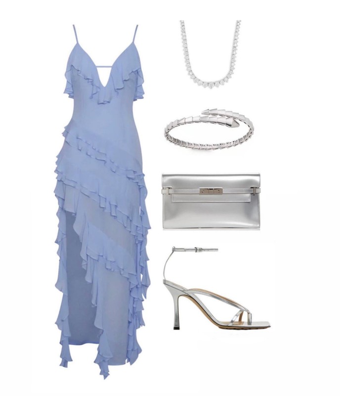 Spaghetti Strap Ruffle Tiered Asymmetric Hem Maxi Dress Women gallery