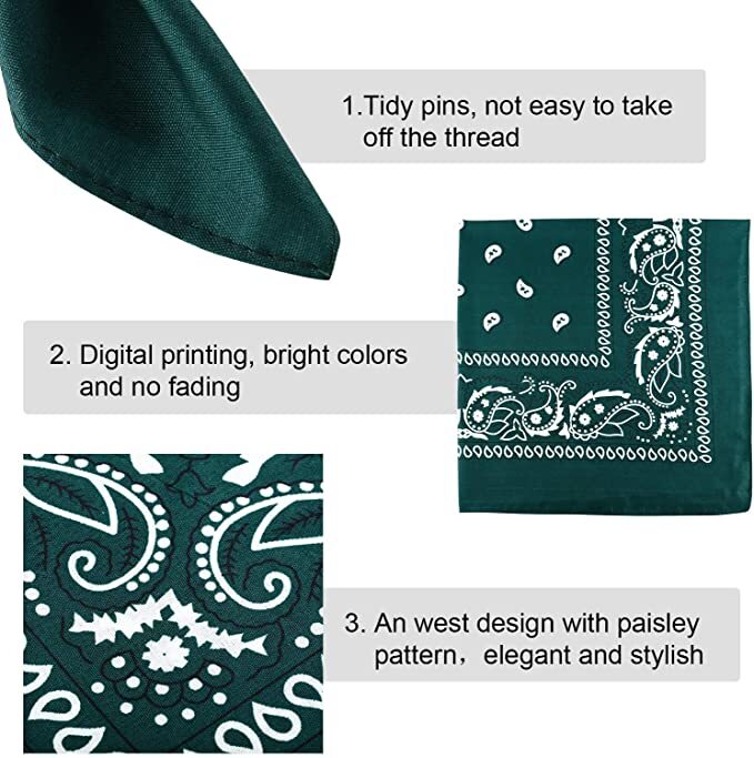 Bandana 100 Cotton Paisley Print Double-Sided Scarf Head Neck Face Mask 22"X22" gallery