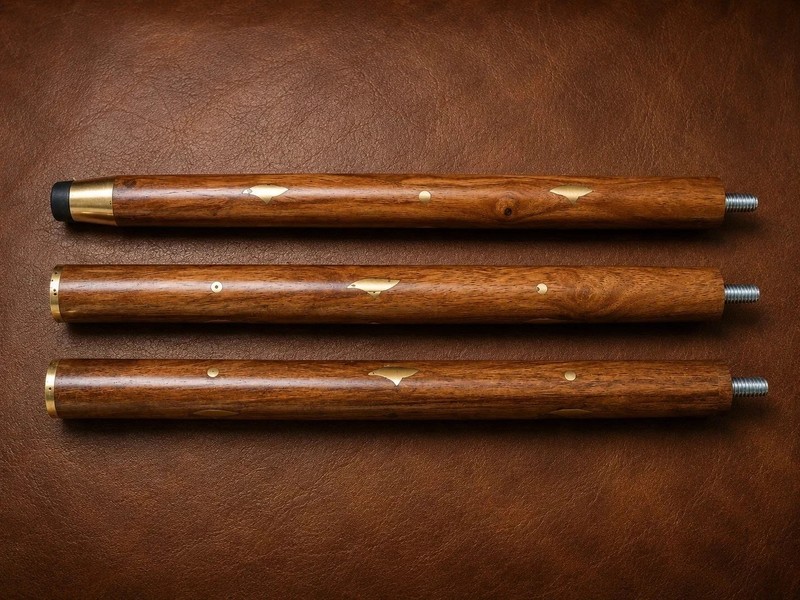 3Pc Wooden Walking Stick Cane Brass Panther Jaguar Handle Vintage Travel Inlay gallery