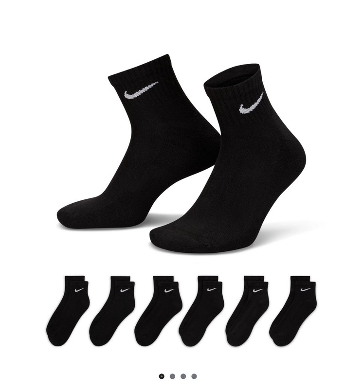 Nike DRI-FIT Ankle Athletic Socks 6 Pairs Black Size L Men’s SX7669-010