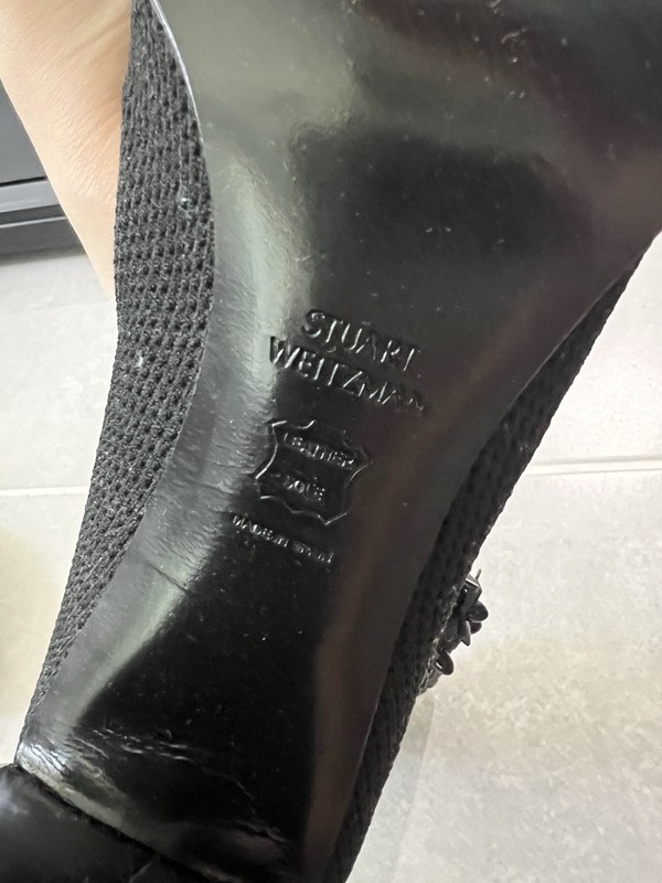 Stuart Weitzman SOCKHOP Black Knit Stretch Sock Ankle Boots Pointed Toe 7 gallery