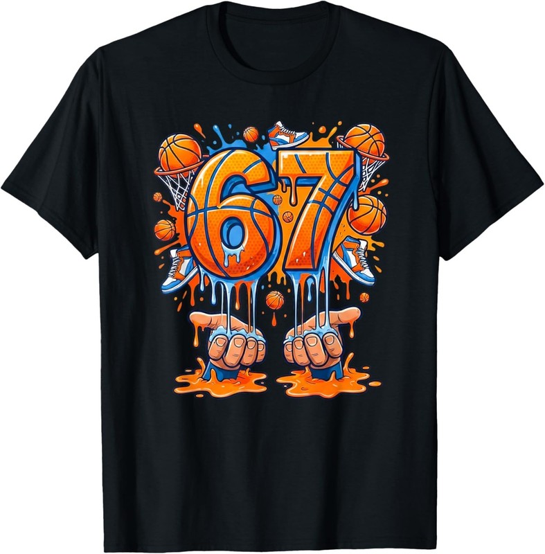 6 7 Basketball Tee Six Seven Funny Graphic Kids Teens Youth T-Shirt