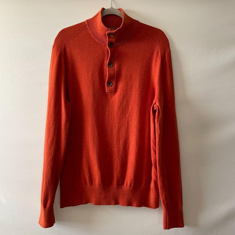 Banana Republic Burnt Orange Mens Cotton Cashmere Mock Neck Sweater Size Large