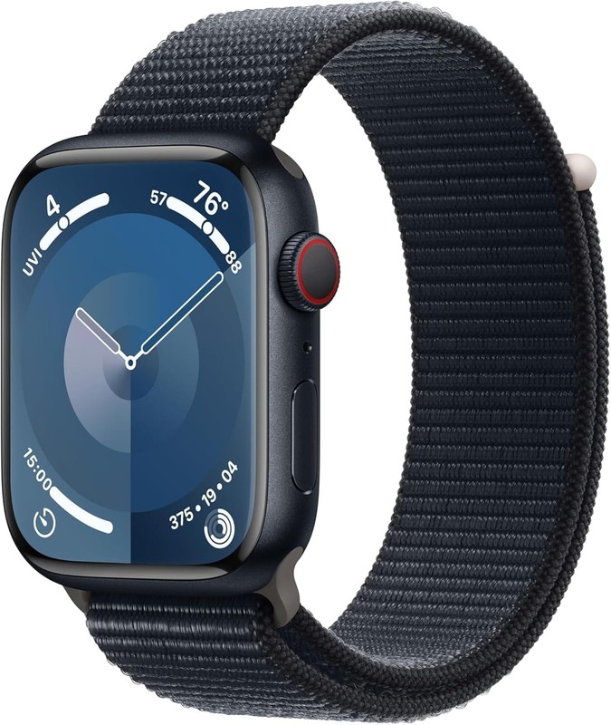 Apple Watch Series 9 [GPS + Cellular, 45mm] – Midnight Aluminum Case with Midnig