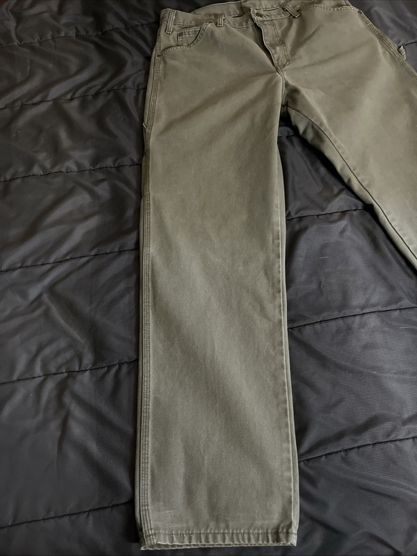 Dickies Duck Worker’s Jeans Men’s 34Wx32L Green Canvas Utility Pants Relaxed Fit gallery