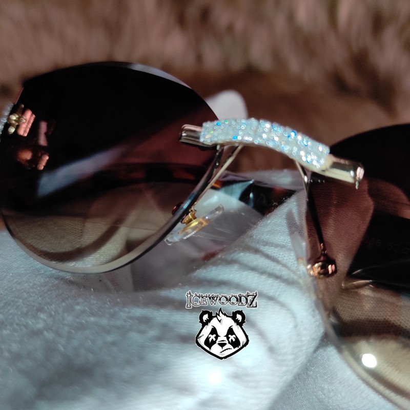 Diamond Sunglasses Buffs Gold Rimless Panther Glasses Retro Hip Hop Vintage