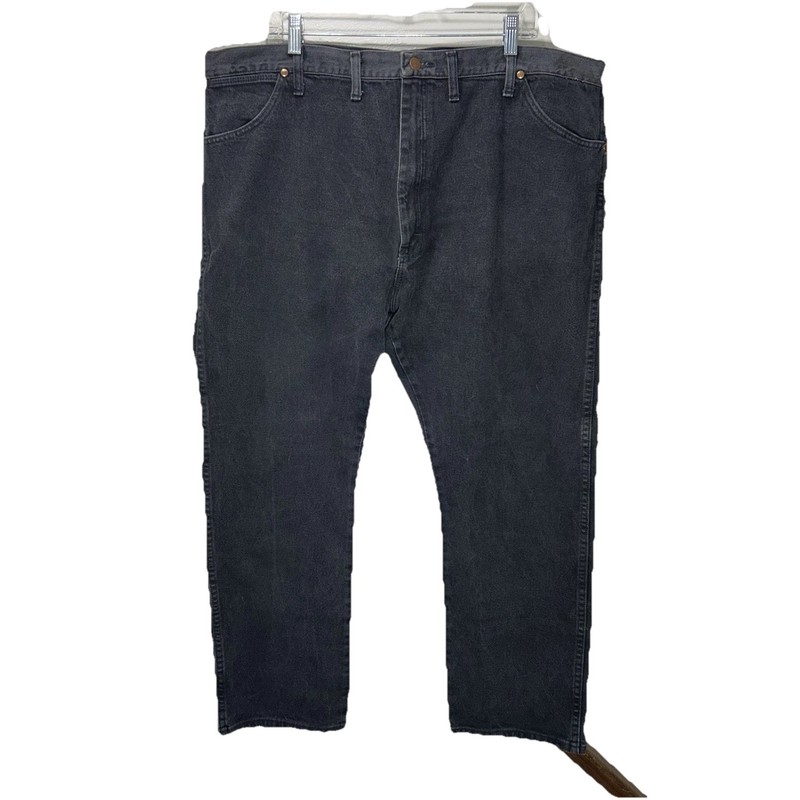 Wrangler Cowboy Cut Men’s Straight Leg Jeans 44×30 Black Dark Wash Cotton Pocket