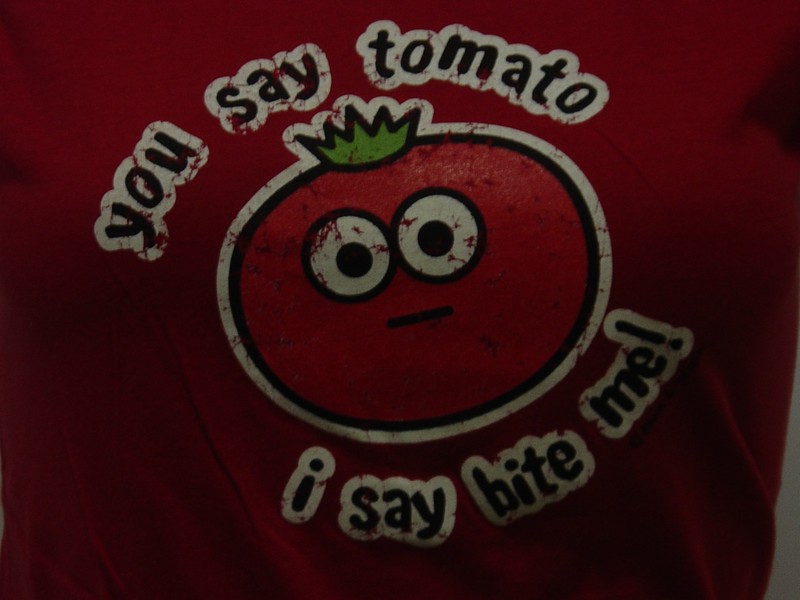 Womens Juniors David & Goliath You Say Tomato, I Say Bite Me Red Tee T-Shirt gallery