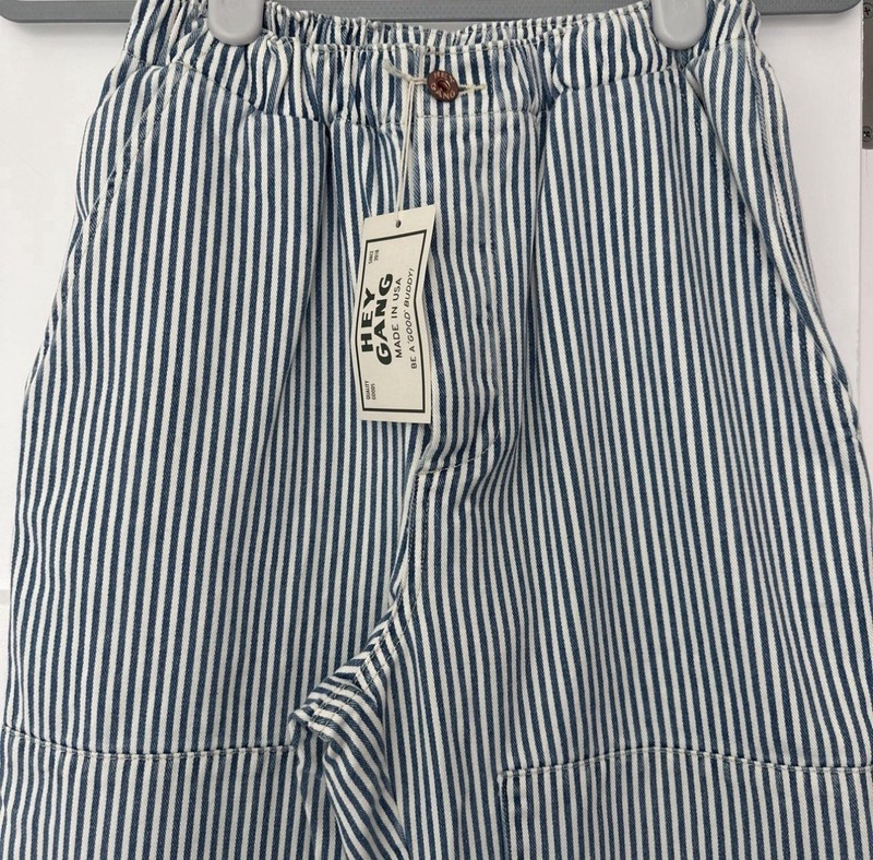 Hey Gang NWT $375 Chore Pant in Conductor Stripe/Natural 3 Medium gallery