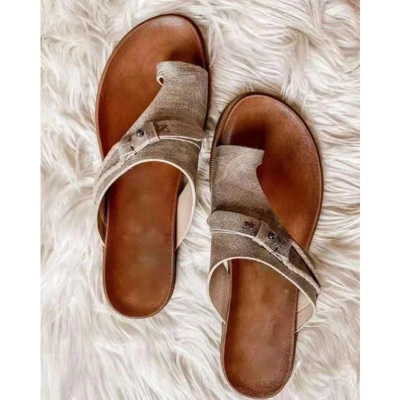 2025 Sandals for Women Orthopedic Bunion Corrector Slippers Leather Ring Toe gallery