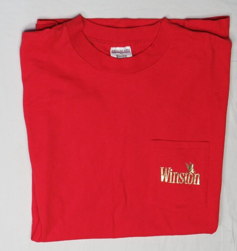AMERICAN BORN FOR WINSTON MEN’S POCKET TEE RED XL VINTAGE USA CIGARETTE AD