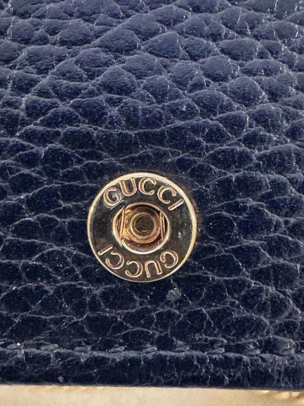 Gucci GG Marmont Wallet On Chain Black Grained Leather Gold Hardware Crossbody gallery