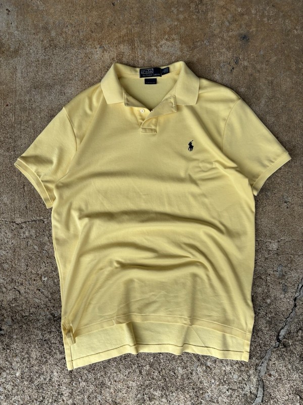 Polo Ralph Lauren Custom Fit, Pastel Yellow Polo Shirt, Size L 100% Cotton