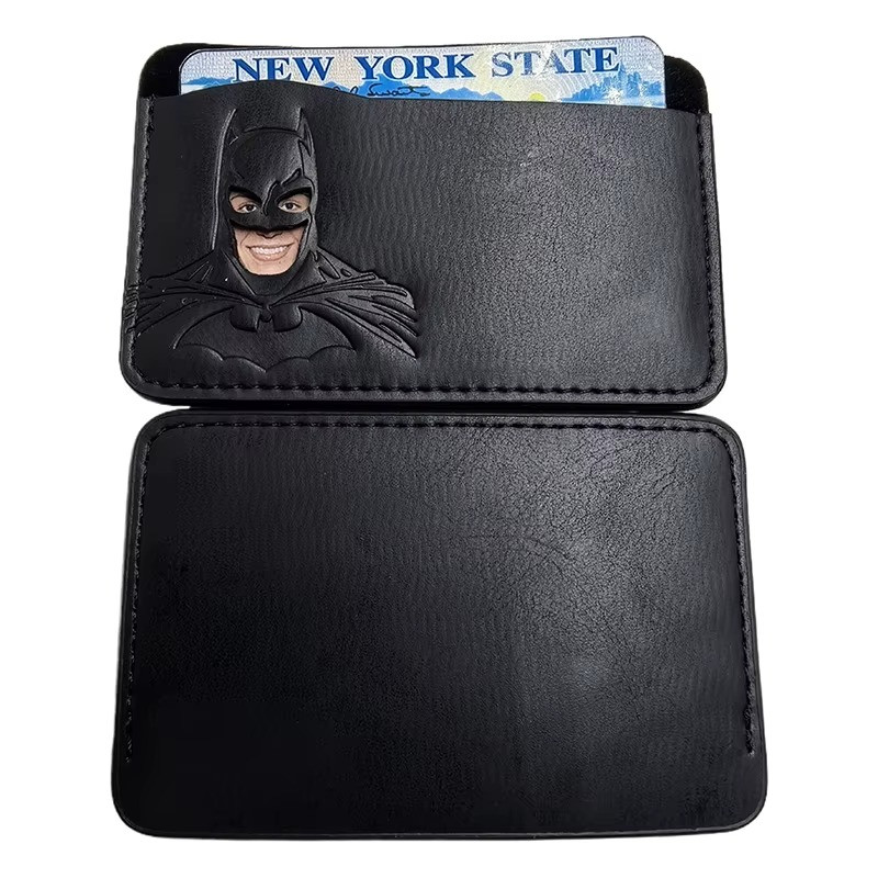 Batman Style PU Leather Wallet with ID Window Card Holder Superhero Mask Design gallery