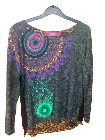 Desigual YES Damen Langarmshirt Pullover Mandala Leo-Print Gr S gallery