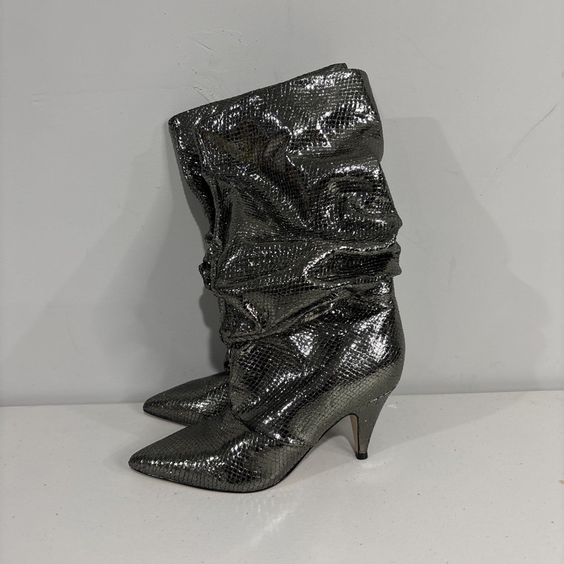 Marc Fisher LTD Women’s Boots Paityn Slouch Pointed Toe Shiny Metallic Size 7M