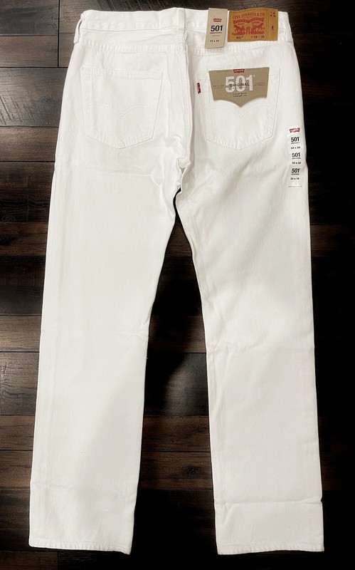 Levi's 501 Original Fit Mens Jeans 33X32 White W33L32 Levis 100% Cotton #0651 gallery