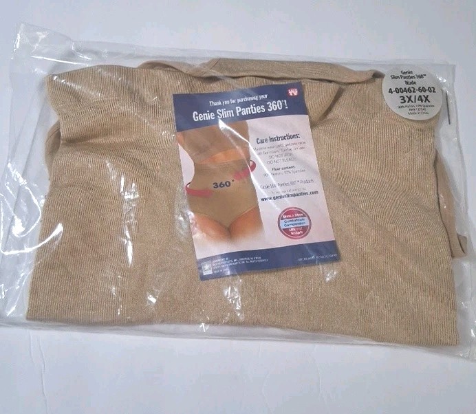 NIP Genie Slim Panties 360 3X/4X Nude 90% Nylon 10% Spandex RN 127547 Pack Of 2
