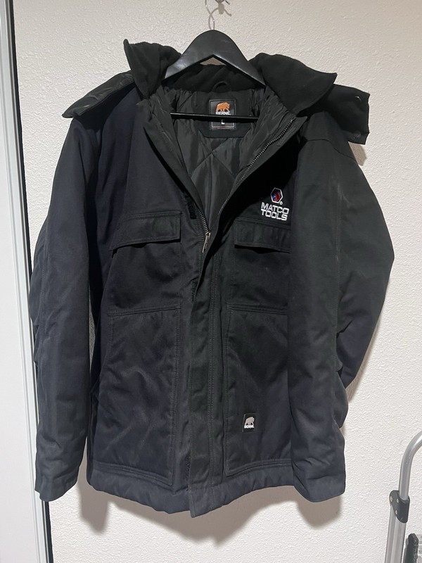 Mens Matco Jacket Size Large Black Full Zip Pockets Long Sleeve Berne Workwear