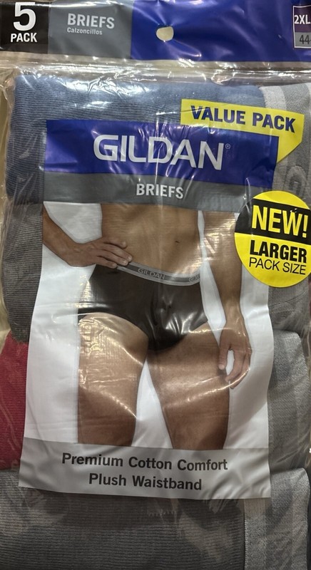 Gildan Men’s Cotton Soft Comfort Support Briefs Underwear 5-Pack, Assorted, 2XL