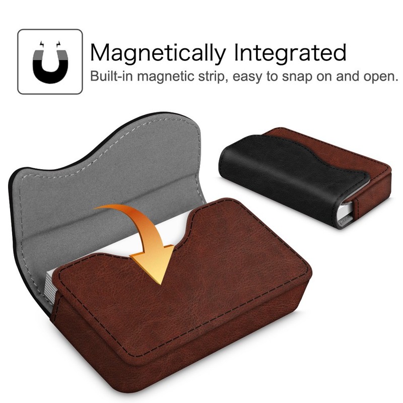 Business Card Holder, PU Leather Business Card Case Pocket Wallet Magnetic Shut gallery