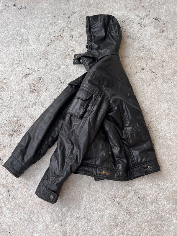 Vintage Technical Hooded Jacket Black Nylon Shimmer Cargo Utility Gorpcore Y2K