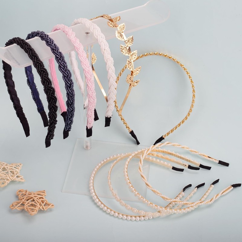 LYroo Pearl Headbands Beaded Headband Metal 1 Count (Pack of 10), Mix color-3 gallery