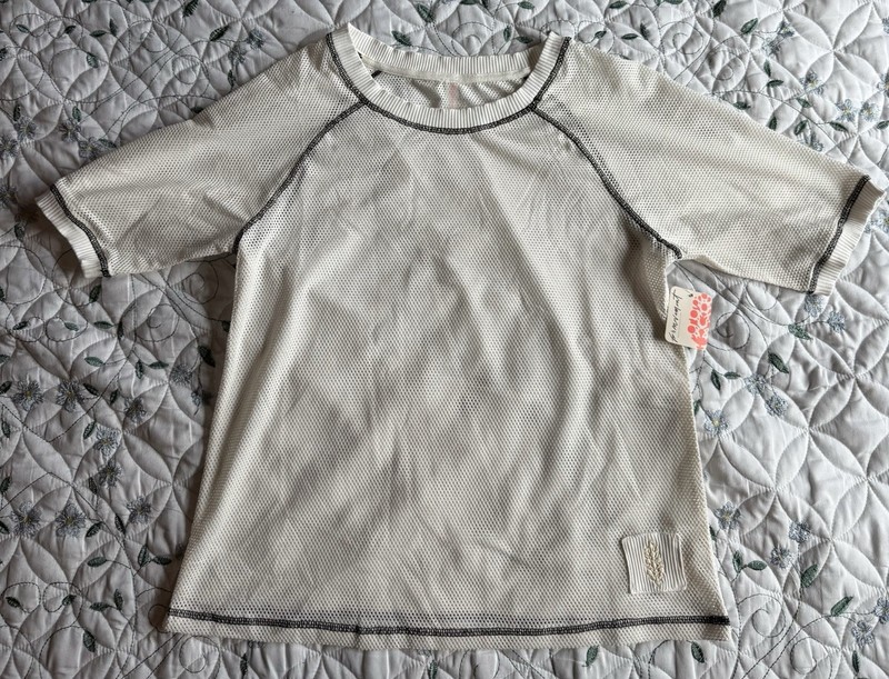 FP Movement White Mesh Raglan Sleeve Crew Neck T-Shirt Top Womens S/P