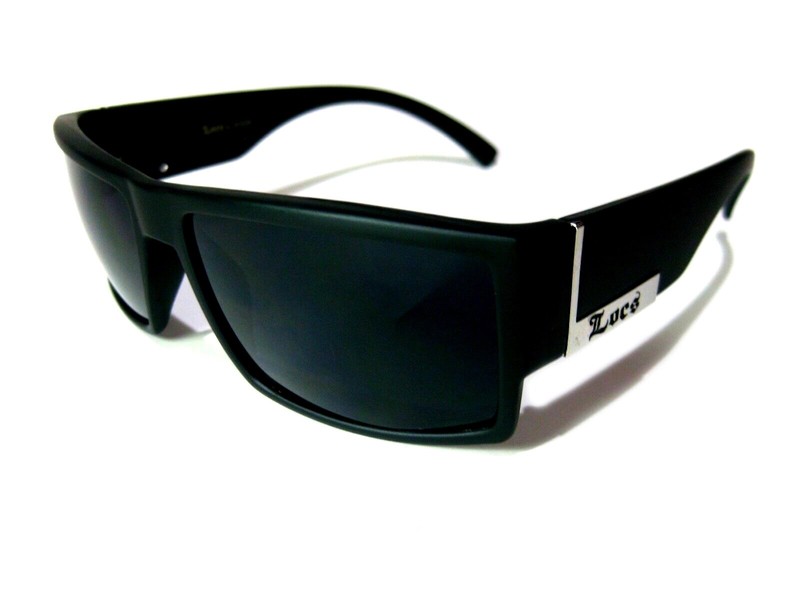 Locs Men’s Flat Top Dark Lens Sunglasses Black Silver Frame